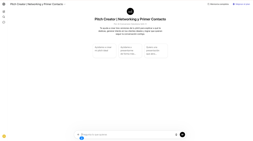 elevator pitch con chat GPT