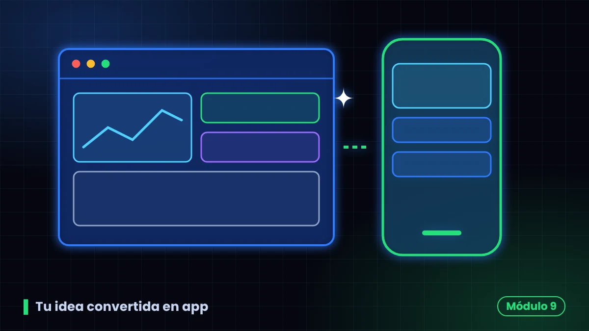 Ventana de navegador y celular mostrando una app creada con Gemini