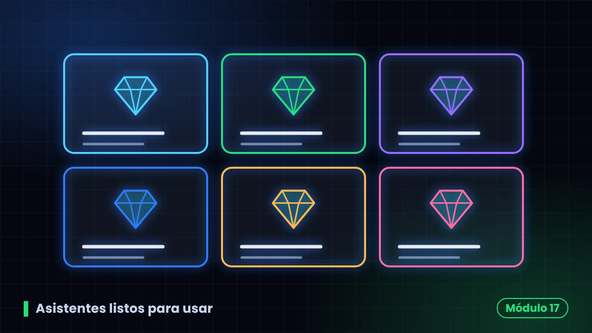 Cuadrícula de seis Gems prediseñados de Gemini listos para usar