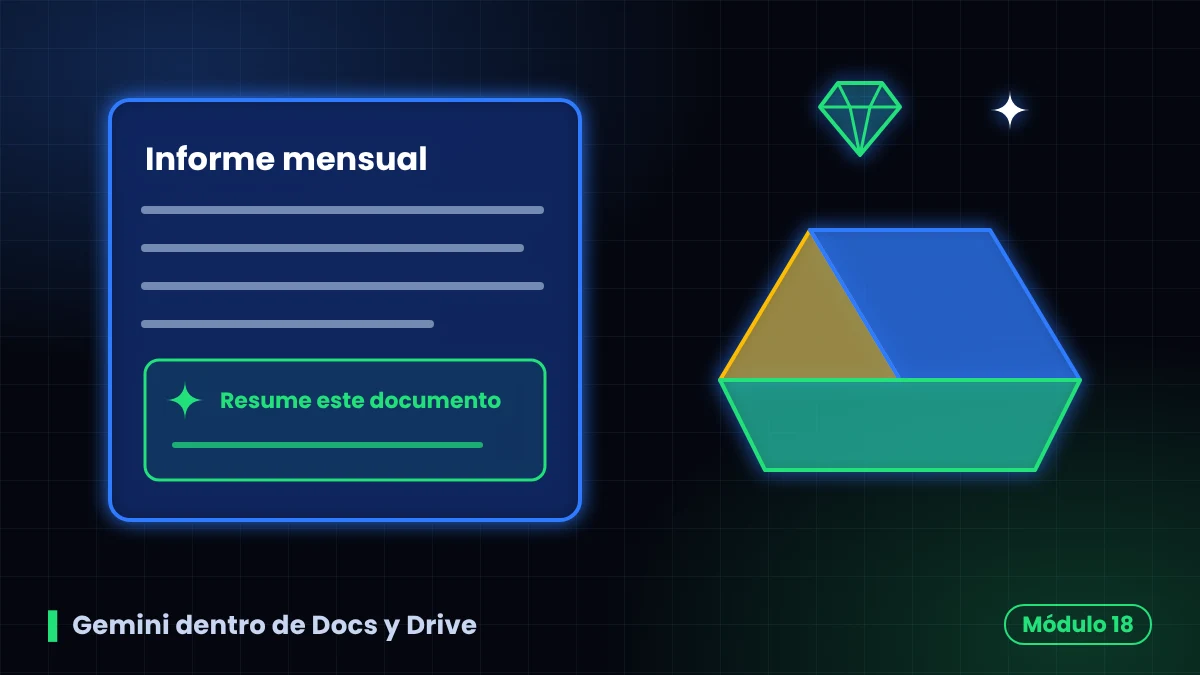 Documento de Google Docs con resumen de Gemini junto al ícono de Google Drive